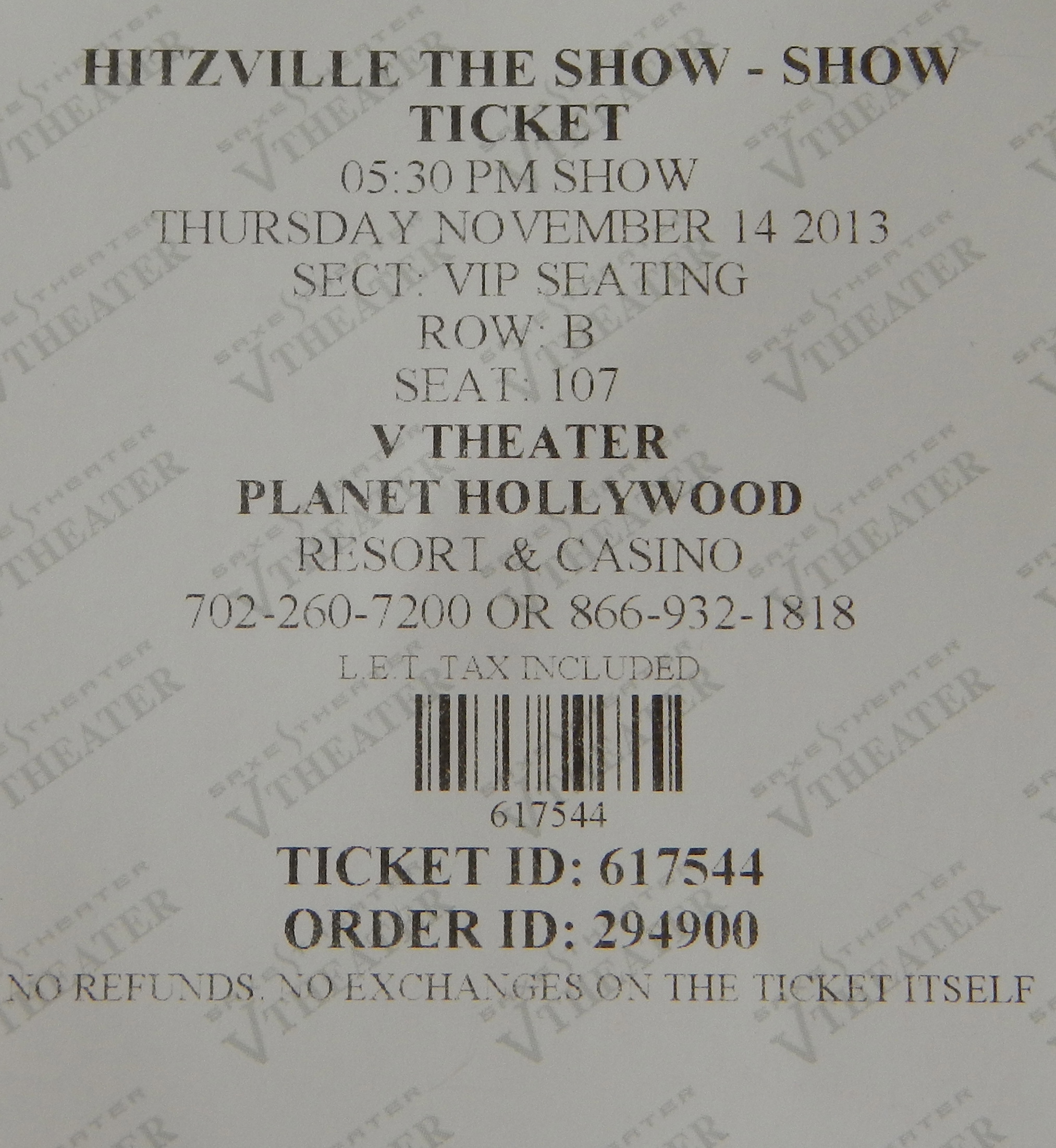 Hitzville Show Ticket