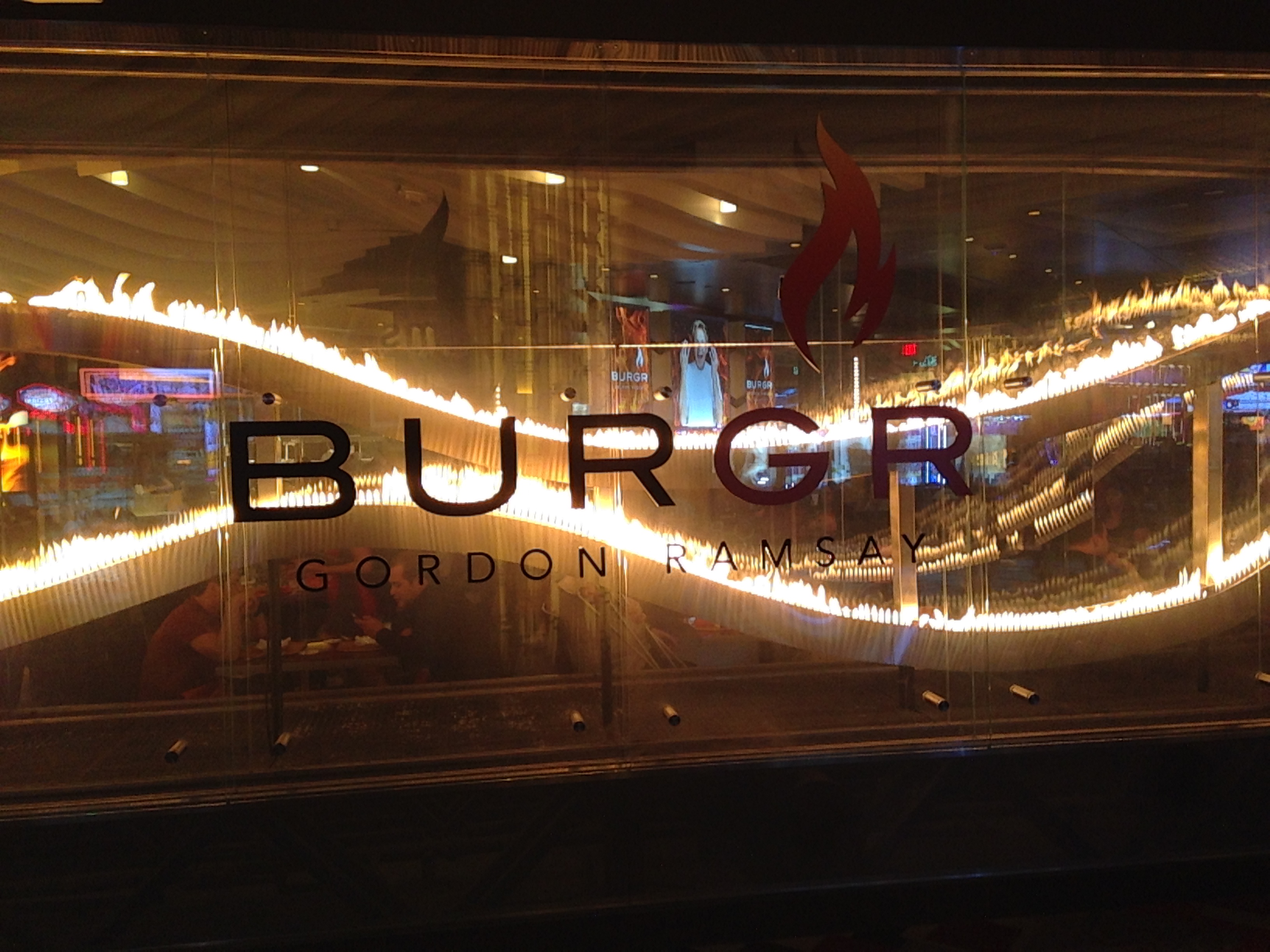 This is a window from the Planet Hollywood Casino, looking into the BURGR restaurant.