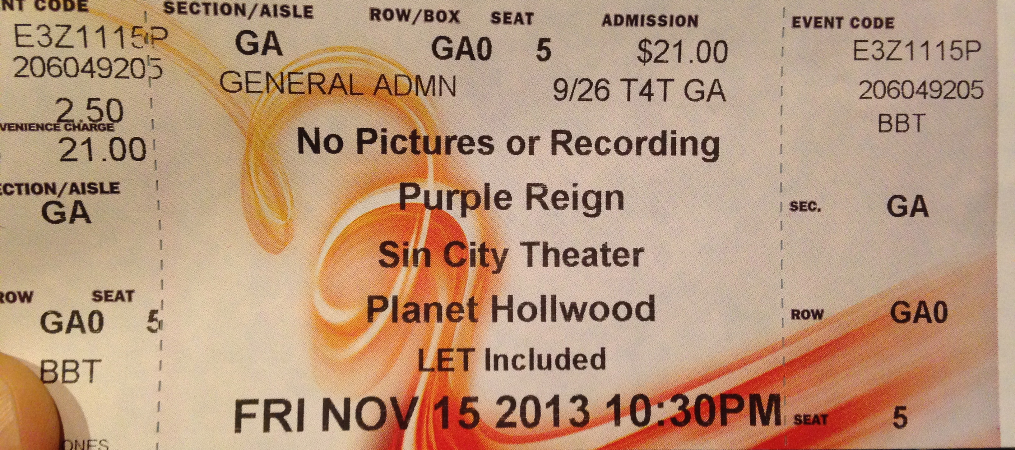 Purple Reign Ticket