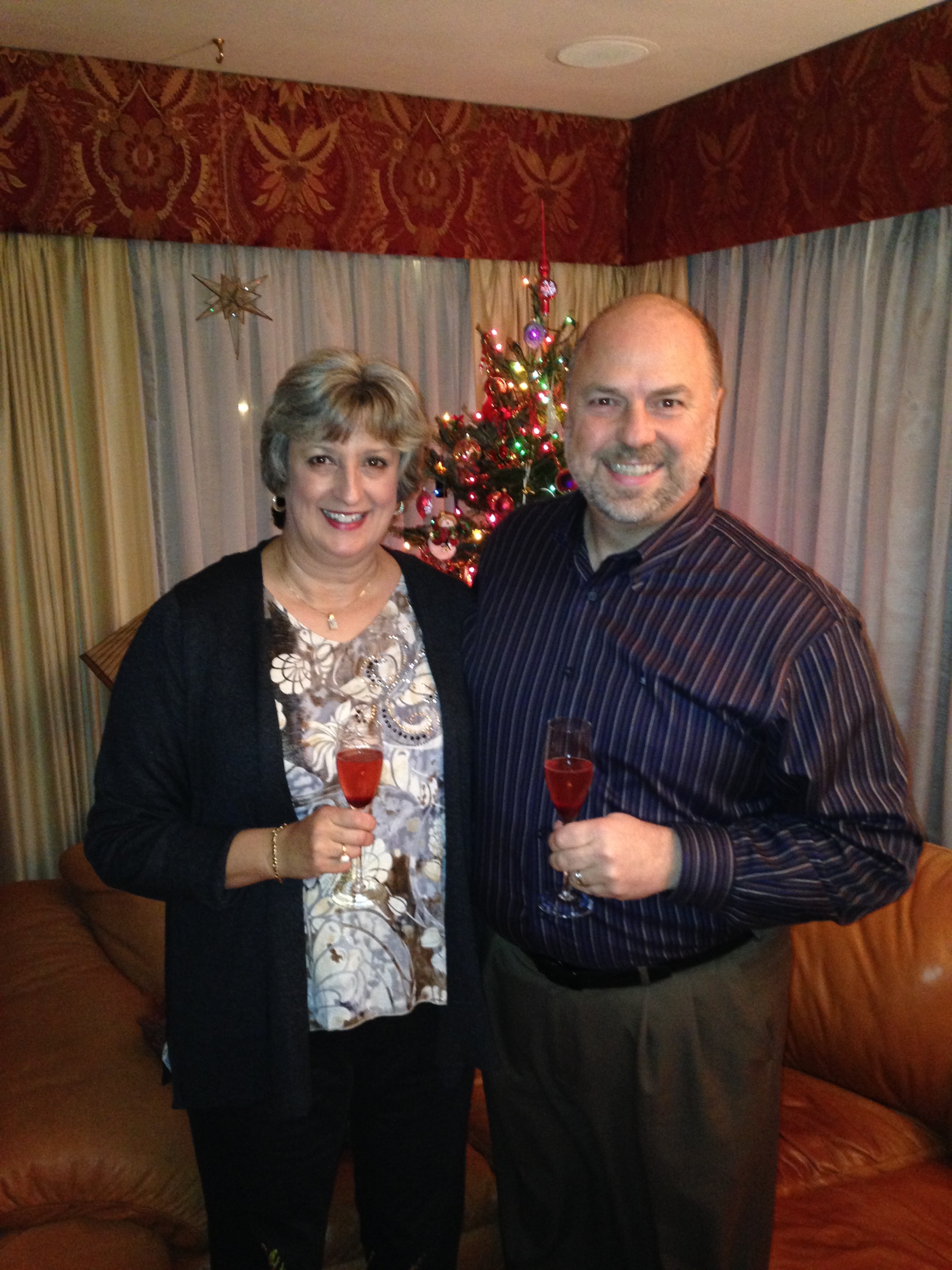 No food pics, but here's a picture of Nancy and I - Kurt K's Christmas Dinner Party - December 2013