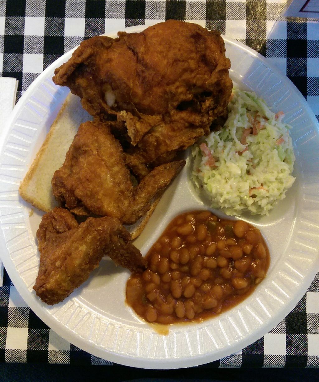 My dinner.  I had a breast and 2 wings plus beans and coleslaw
