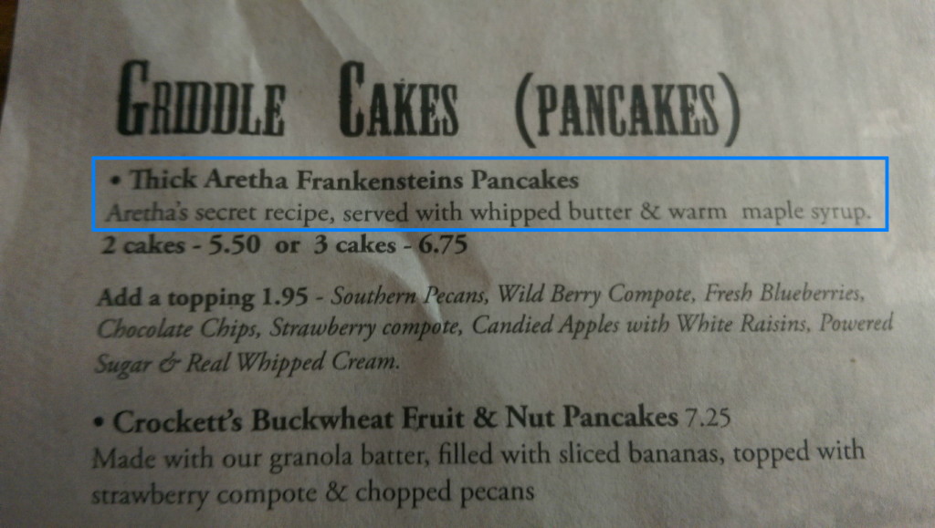 Crocketts 1875 Breakfast Camp - Griddle Cakes Menu