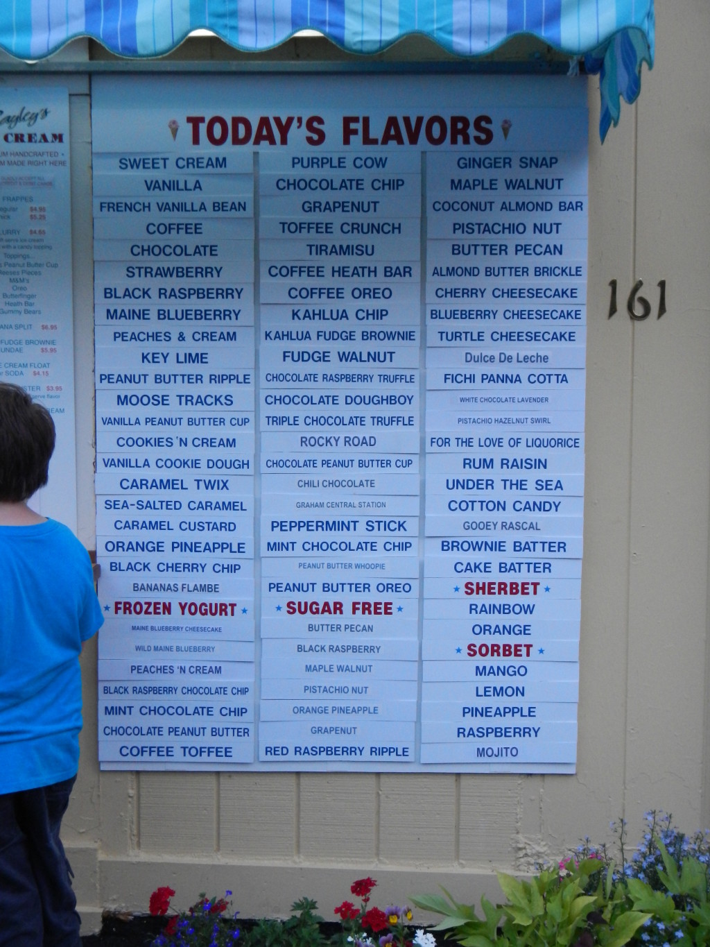 Maine - Pine Point - Bayley's Ice Cream. Look sat all these flavors.  Best ice cream we've had in New England yet!